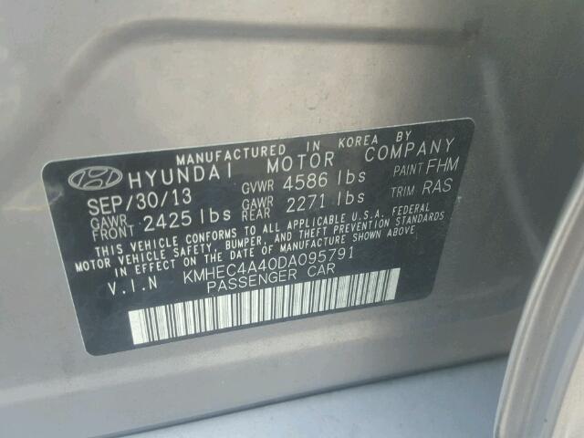 KMHEC4A40DA095791 - 2013 HYUNDAI SONATA HYB SILVER photo 10