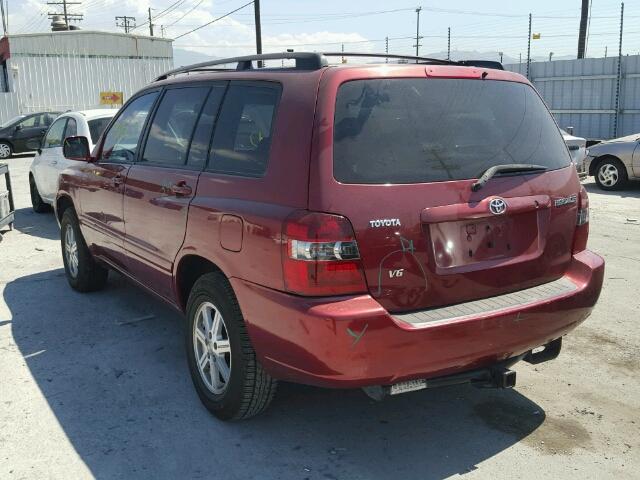 JTEGP21A340007703 - 2004 TOYOTA HIGHLANDER RED photo 3