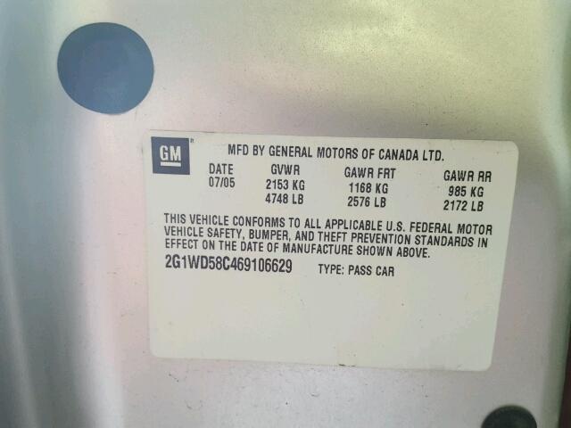 2G1WD58C469106629 - 2006 CHEVROLET IMPALA SUP 银色 照片 10