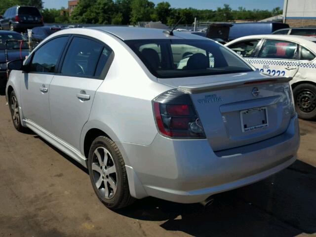 3N1AB6AP2CL611672 - 2012 NISSAN SENTRA SILVER photo 3