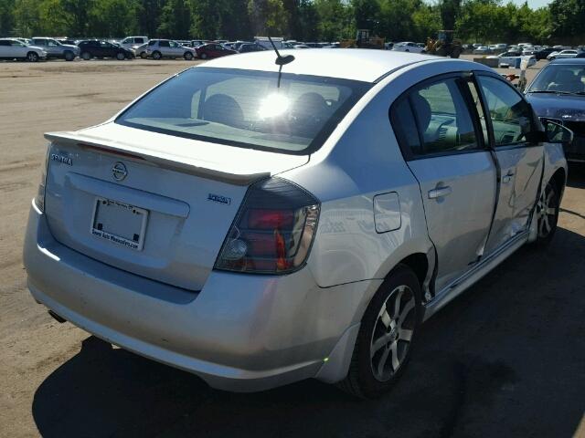 3N1AB6AP2CL611672 - 2012 NISSAN SENTRA SILVER photo 4