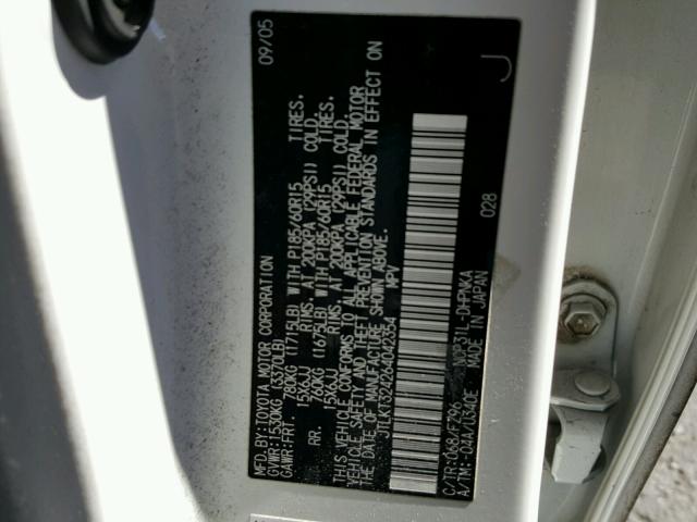 JTLKT324264042354 - 2006 TOYOTA SCION XB თეთრი ფოტო 10