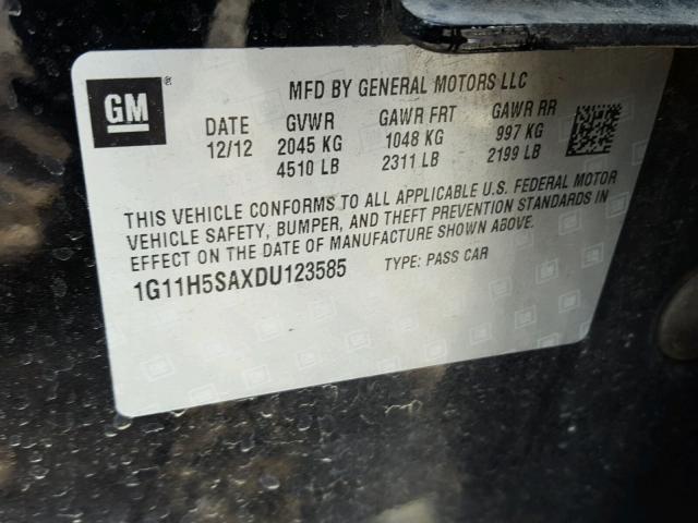 1G11H5SAXDU123585 - 2013 CHEVROLET MALIBU LTZ 黑色 照片 10