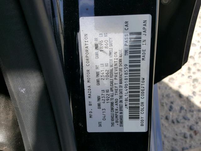 JM1BL1L49D1818539 - 2013 MAZDA SPEED 3 BLACK photo 10