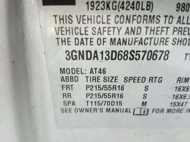 3GNDA13D68S570678 - 2008 CHEVROLET HHR LS SILVER photo 10