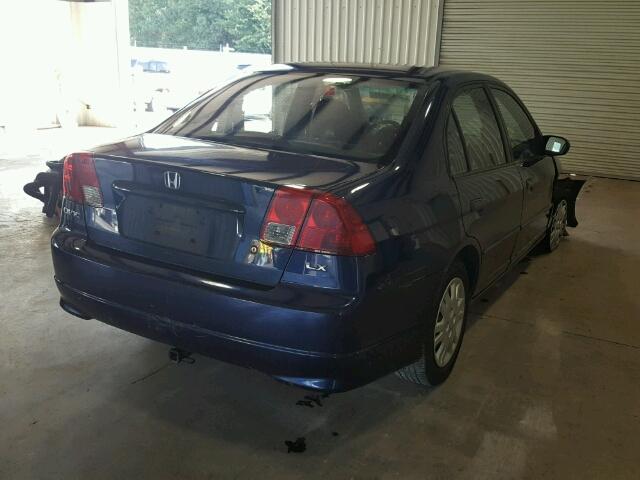 2HGES16554H640846 - 2004 HONDA CIVIC LX BLUE photo 4