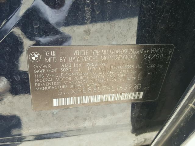 5UXFE83578L163920 - 2008 BMW X5 4.8I BLUE photo 10