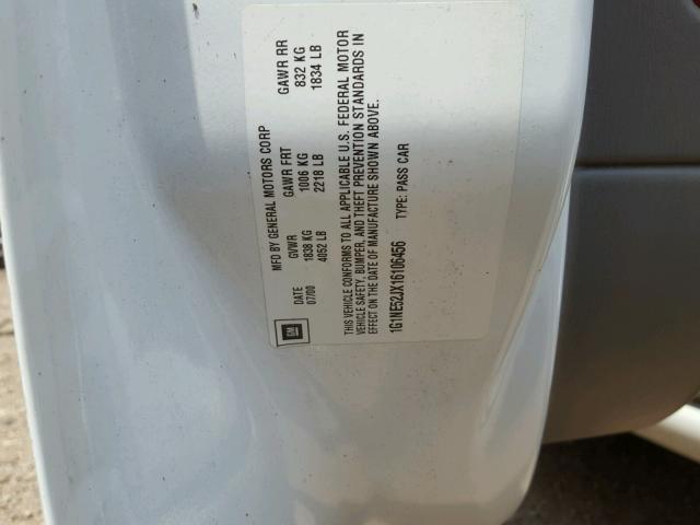 1G1NE52JX16106456 - 2001 CHEVROLET MALIBU LS თეთრი ფოტო 10