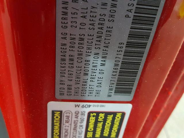 WVWFV71KX6W071569 - 2006 VOLKSWAGEN NEW GTI RED photo 10