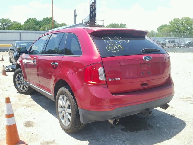 2FMDK3JC8BBA75631 - 2011 FORD EDGE SEL RED photo 3