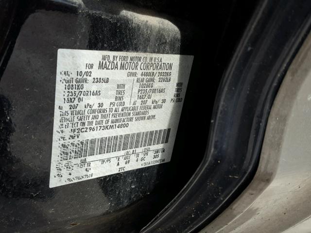 4F2CZ96173KM14800 - 2003 MAZDA TRIBUTE ES 黑色 照片 10