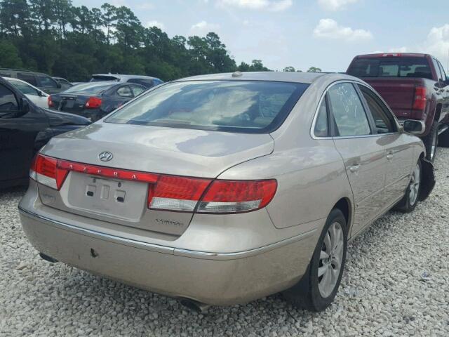 KMHFC46F17A211003 - 2007 HYUNDAI AZERA SE BEIGE photo 4