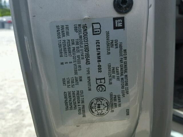 1GNDU231X8D165443 - 2008 CHEVROLET UPLANDER L 银色 照片 10