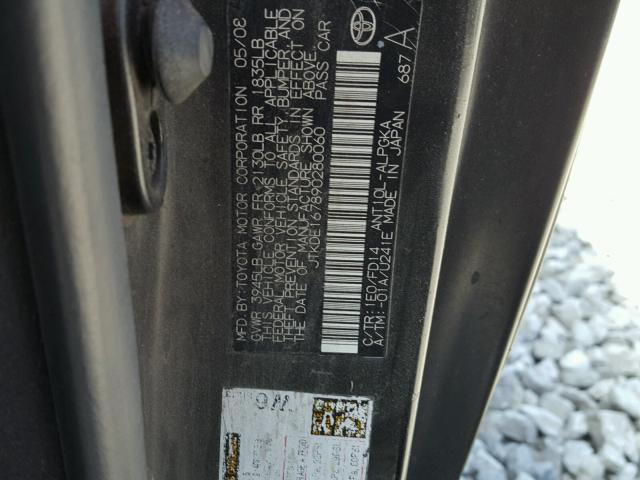 JTKDE167090296916 - 2009 TOYOTA SCION TC 黑色 照片 10