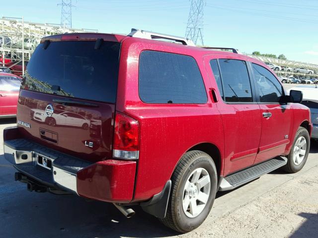 5N1AA08B85N705724 - 2005 NISSAN ARMADA SE RED photo 4