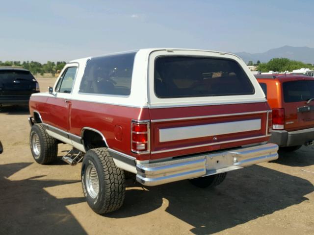 3B4GW12W6HM703709 - 1987 DODGE RAMCHARGER RED photo 3