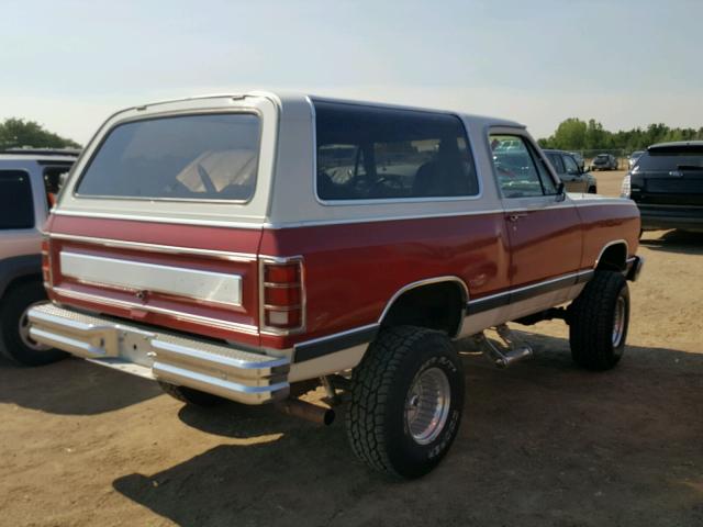 3B4GW12W6HM703709 - 1987 DODGE RAMCHARGER RED photo 4
