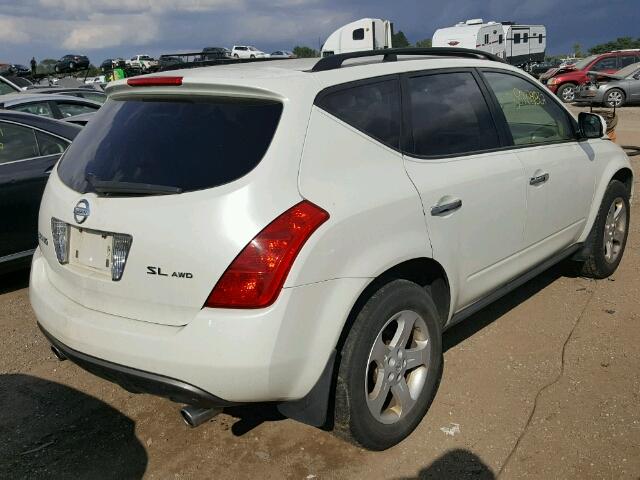 JN8AZ08W44W319704 - 2004 NISSAN MURANO SL WHITE photo 4