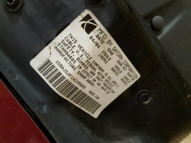 1G8AJ52FX4Z195682 - 2004 SATURN ION LEVEL MAROON photo 10