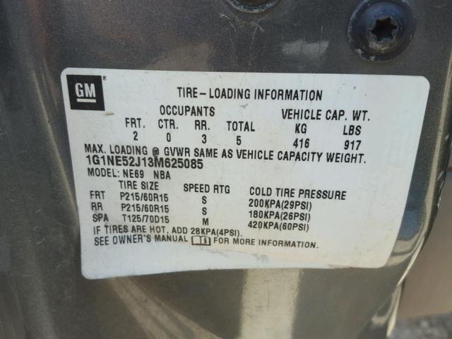 1G1NE52J13M625085 - 2003 CHEVROLET MALIBU LS 灰色 照片 10