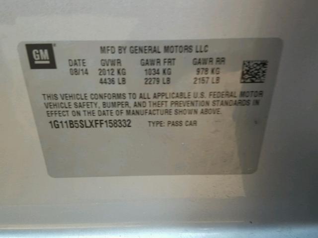 1G11B5SLXFF158332 - 2015 CHEVROLET MALIBU LS Gümüş foto 10