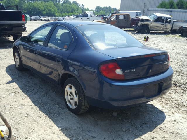 1B3ES26C62D548675 - 2002 DODGE NEON BLUE photo 3