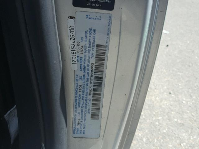 3VWCF21C2YM496053 - 2000 VOLKSWAGEN NEW BEETLE 银色 照片 10