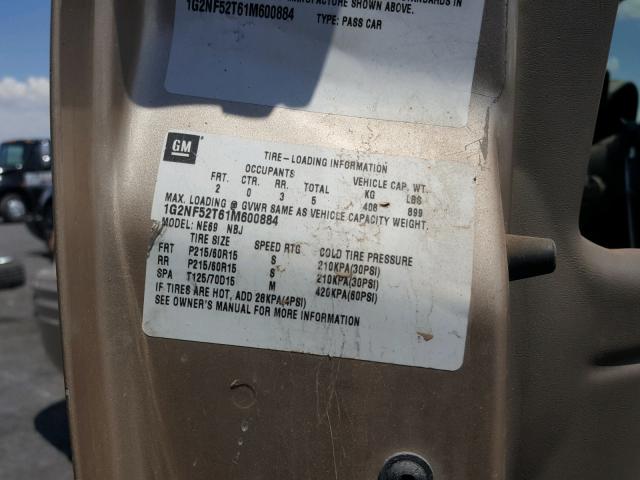 1G2NF52T61M600884 - 2001 PONTIAC GRAND AM S Qızıl foto 10