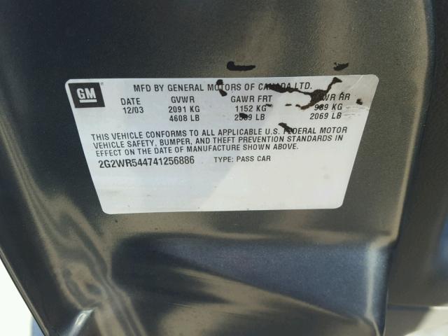 2G2WR544741256886 - 2004 PONTIAC GRAND PRIX GRAY photo 10