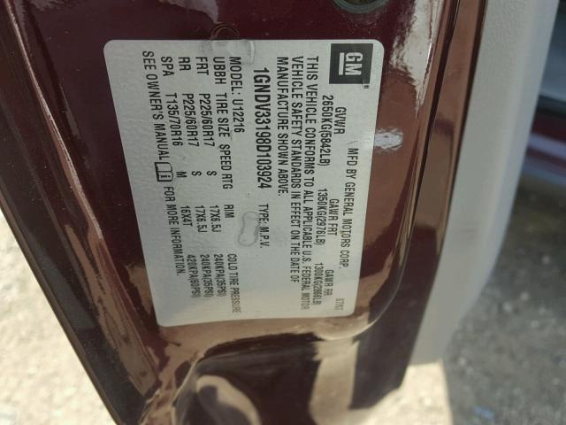 1GNDV33198D103924 - 2008 CHEVROLET UPLANDER L ბურგუნდია ფოტო 10