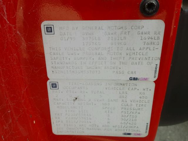 1G2NE15M3SM557073 - 1995 PONTIAC GRAND AM S Qırmızı foto 10