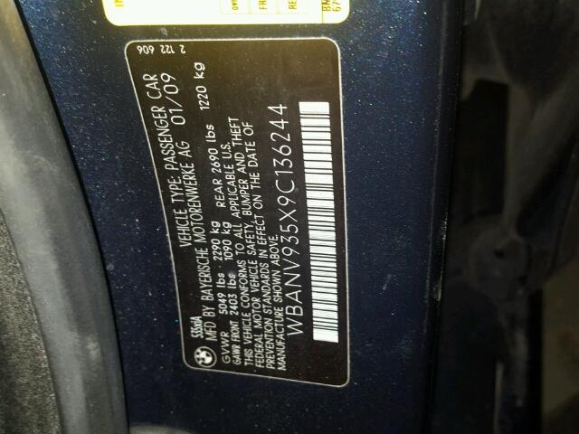 WBANV935X9C136244 - 2009 BMW 535 XI Көк фото 10