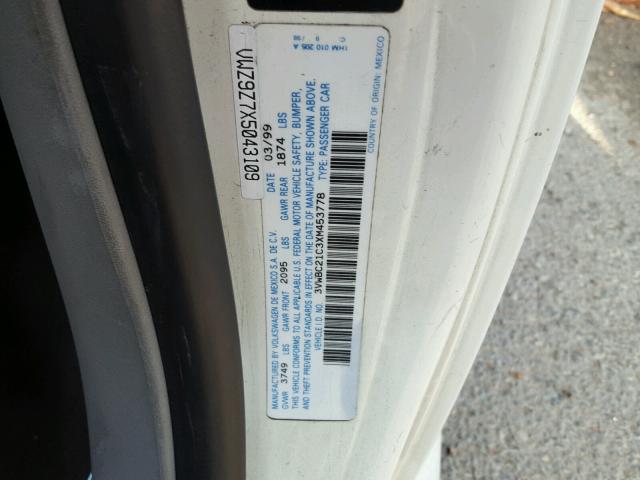 3VWBC21C3XM453778 - 1999 VOLKSWAGEN NEW BEETLE 白色 照片 10