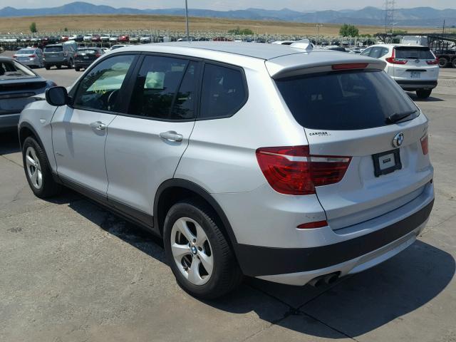 5UXWX5C5XCL725861 - 2012 BMW X3 XDRIVE2 SILVER photo 3