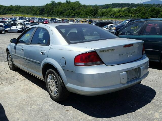 1C3EL46RX2N164702 - 2002 CHRYSLER SEBRING LX BLUE photo 3