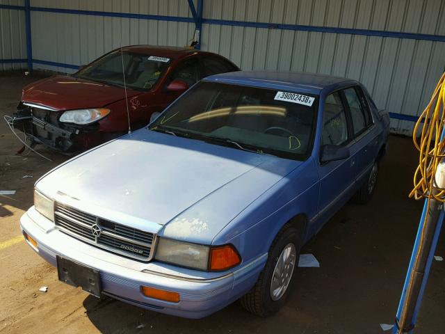 1B3XA46K2NF188537 - 1992 DODGE SPIRIT BLUE photo 2