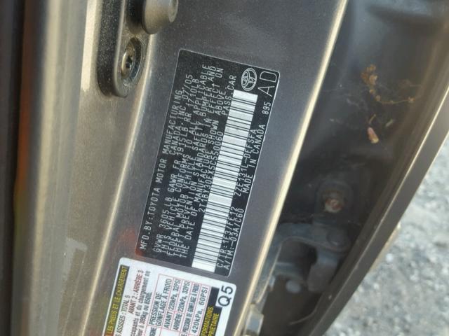 2T1BY30EX5C550060 - 2005 TOYOTA COROLLA XR 灰色 照片 10