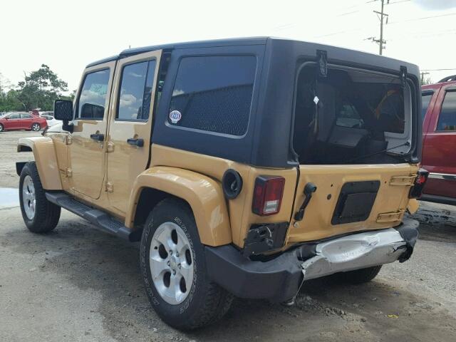 1C4HJWEG7DL683988 - 2013 JEEP WRANGLER U YELLOW photo 3