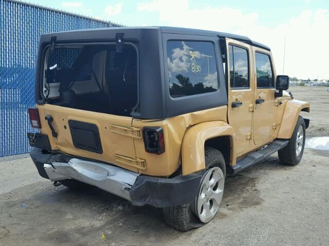 1C4HJWEG7DL683988 - 2013 JEEP WRANGLER U YELLOW photo 4