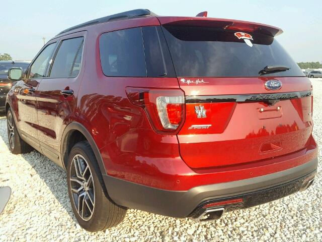 1FM5K8GT2GGC85229 - 2016 FORD EXPLORER 红色 照片 3