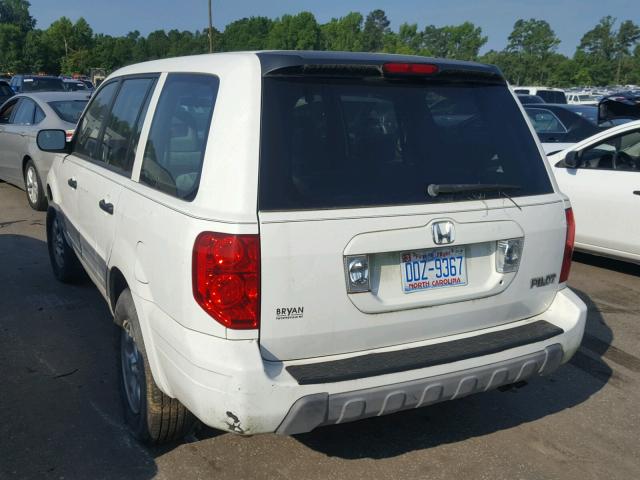 2HKYF18133H513612 - 2003 HONDA PILOT LX WHITE photo 3