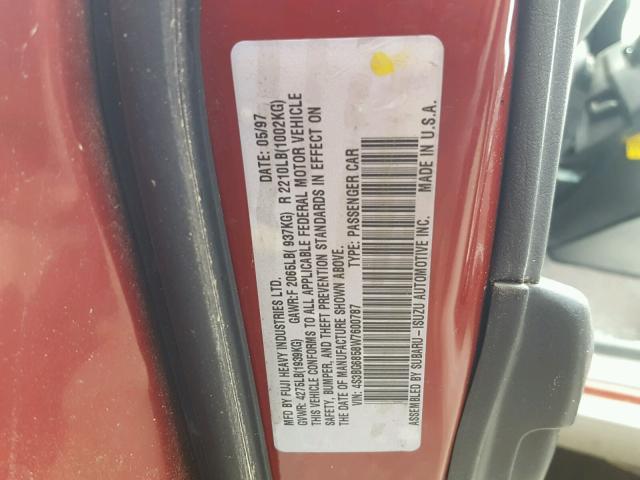 4S3BG6858W7600787 - 1998 SUBARU LEGACY 30T MAROON photo 10