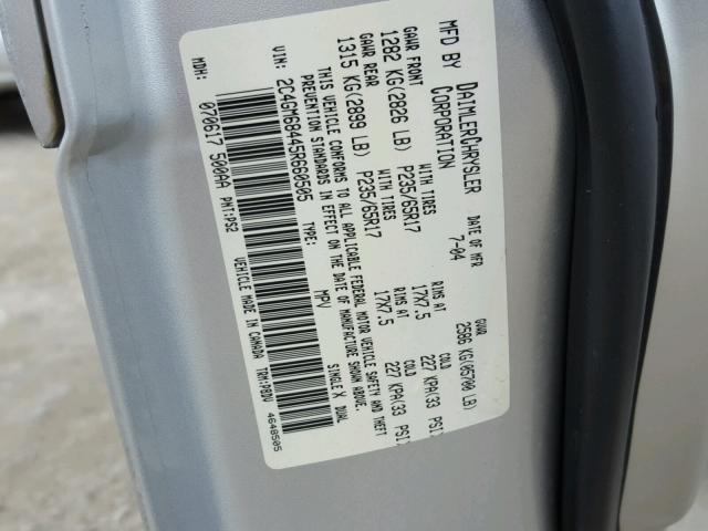 2C4GM68445R660505 - 2005 CHRYSLER PACIFICA T SILVER photo 10