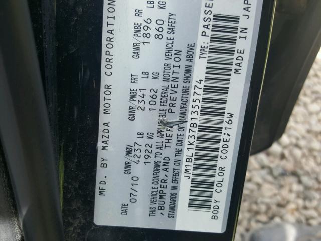 JM1BL1K37B1355774 - 2011 MAZDA SPEED 3 BLACK photo 10