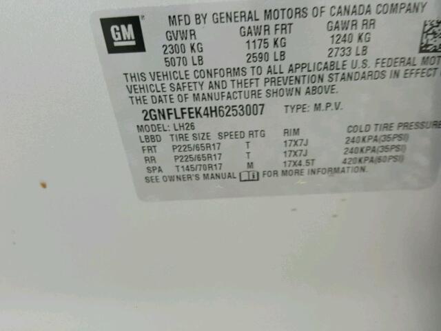 2GNFLFEK4H6253007 - 2017 CHEVROLET EQUINOX SILVER photo 10