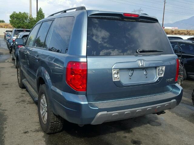 2HKYF18415H527344 - 2005 HONDA PILOT EX BLUE photo 3