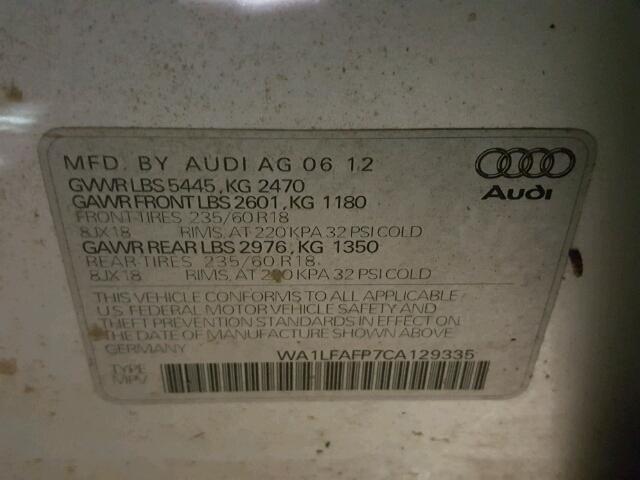 WA1LFAFP7CA129335 - 2012 AUDI Q5 PREMIUM SILVER photo 10