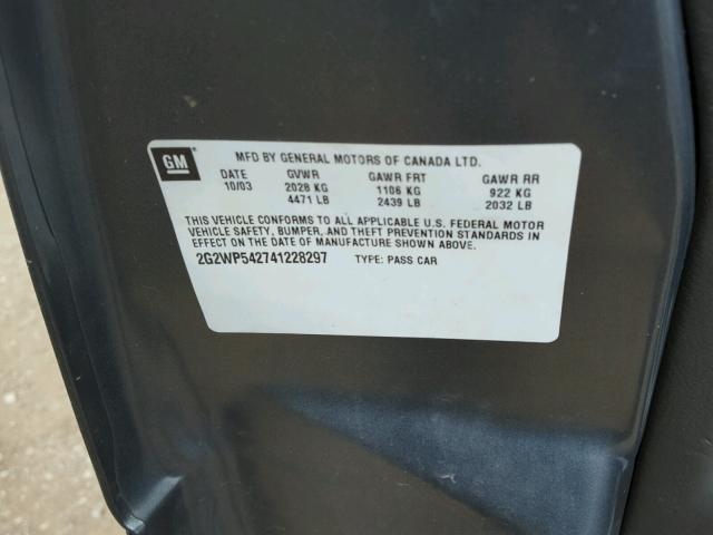 2G2WP542741228297 - 2004 PONTIAC GRAND PRIX Գրաֆիտ լուսանկար 10