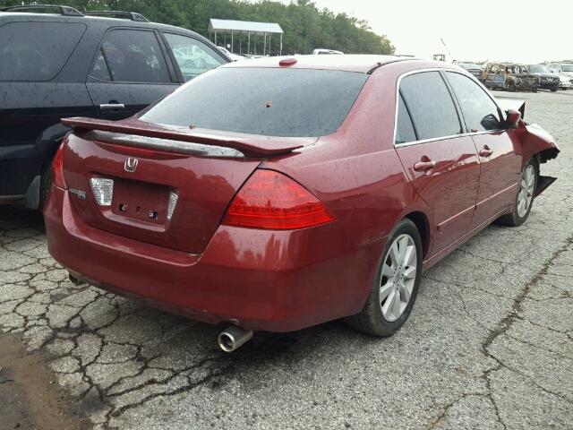 1HGCM66847A096030 - 2007 HONDA ACCORD RED photo 4