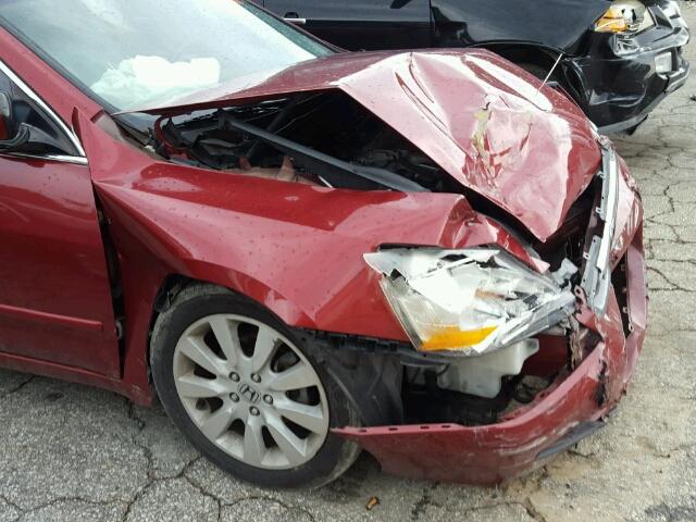 1HGCM66847A096030 - 2007 HONDA ACCORD RED photo 9